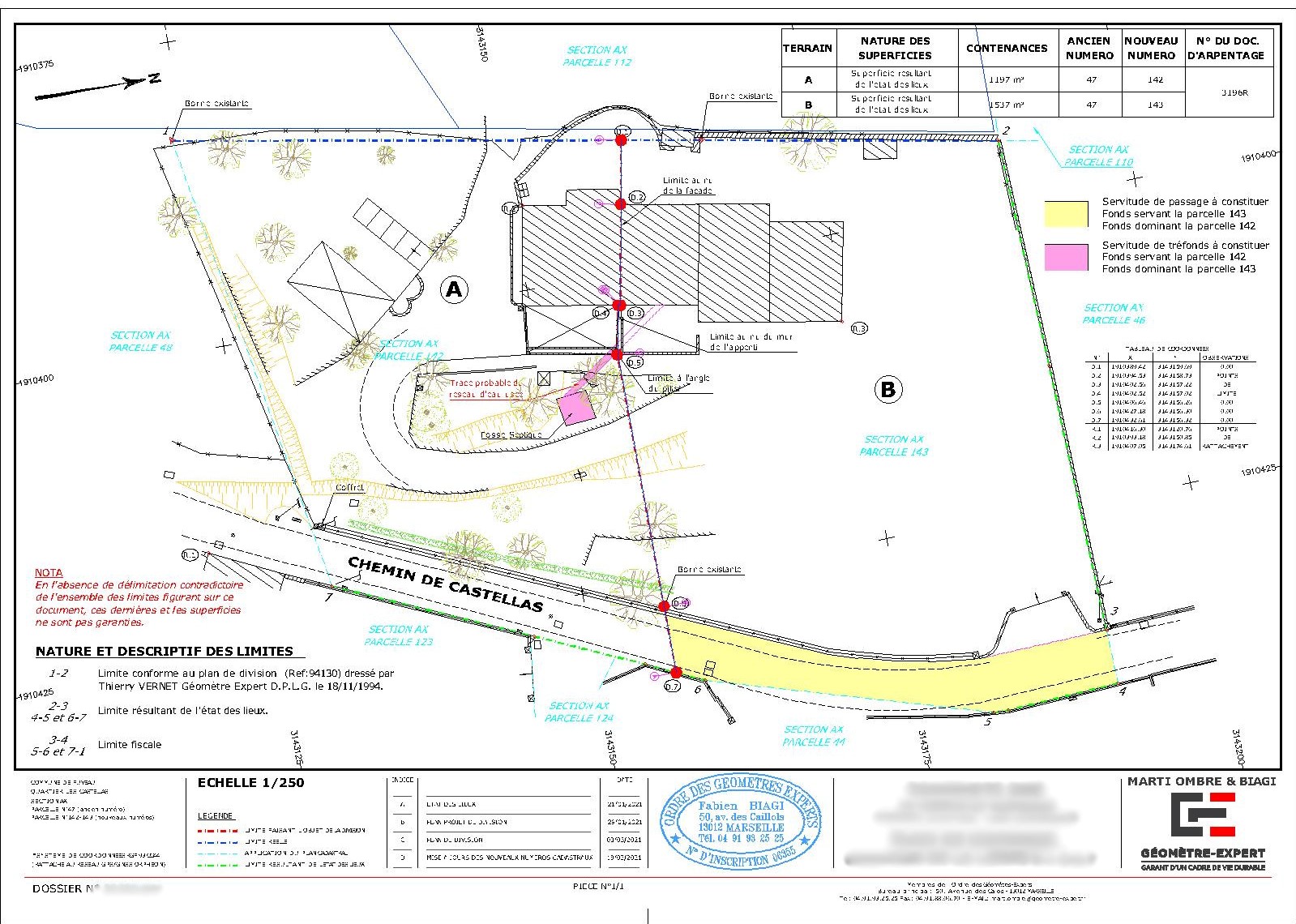 Plan de division création de la limite